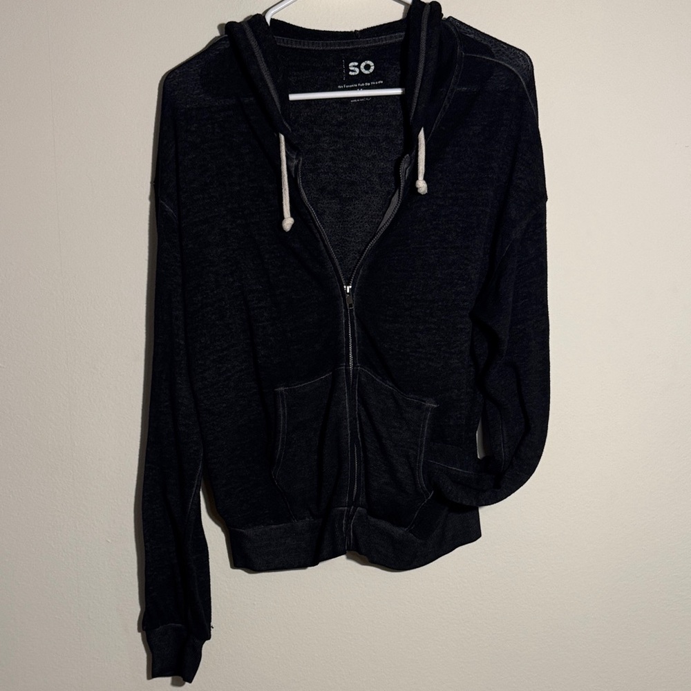 SO Dark Gray Zip-Up Sweater
